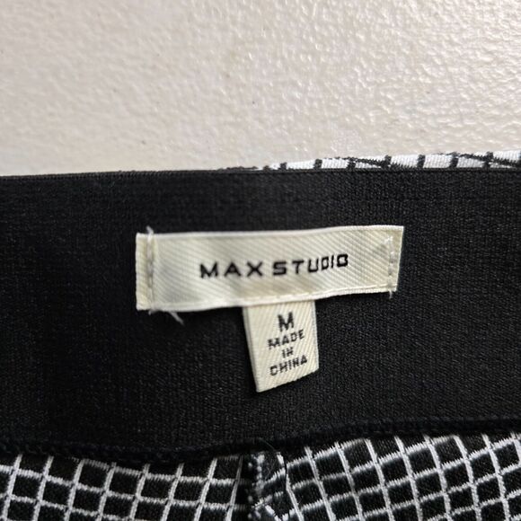 Max Studio Dress Pants Women's M Grey Black White Check Flat Front Pockets - Picture 3 of 16